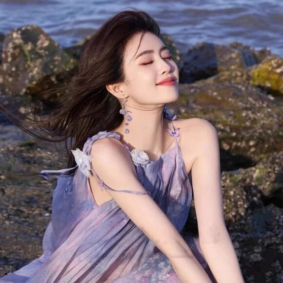 Butterfly Purple Temptation Flower Earrings - Picture 3 of 5